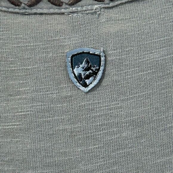 Blue Boho Embroidered Trim Tank Top Size Small | Casual Summer Sleeveless Blouse - Picture 4 of 4